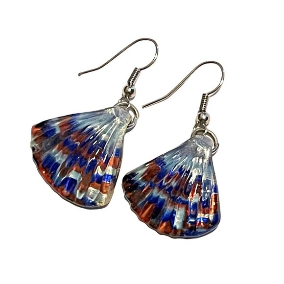 Hand Crafted Jewelry - 4/$16 Sale- Sea Shell Fan Glass Earrings